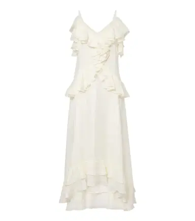 Xu Zhi Ruffled lace-trimmed silk-blend midi dress | Thumbnail 1 Xu Zhi Ruffled lace-trimmed silk-blend midi dress | Thumbnail 1