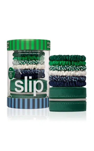 Slip Set-of-Six Silk Skinny Scrunchies with Pouch | Thumbnail 1 Slip Set-of-Six Silk Skinny Scrunchies with Pouch | Thumbnail 1
