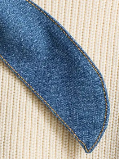 Cinq à Sept Women's Shelly Denim-Trimmed Sweater - Ivory Light Wash - Size XL | Thumbnail 8 Cinq à Sept Women's Shelly Denim-Trimmed Sweater - Ivory Light Wash - Size XL | Thumbnail 8