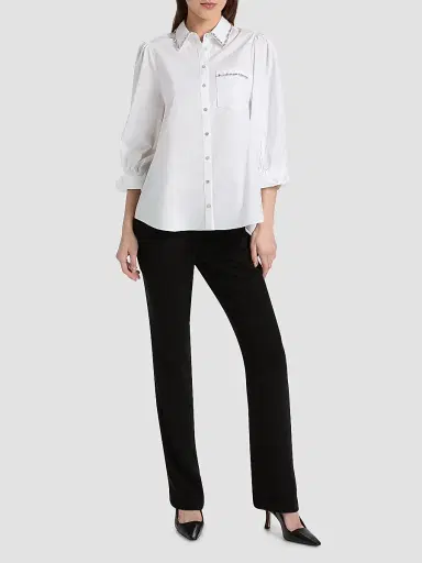 Cinq à Sept Women's Kaitlin Embellished Cotton-Blend Poplin Shirt - White - Size XL | Thumbnail 2 Cinq à Sept Women's Kaitlin Embellished Cotton-Blend Poplin Shirt - White - Size XL | Thumbnail 2