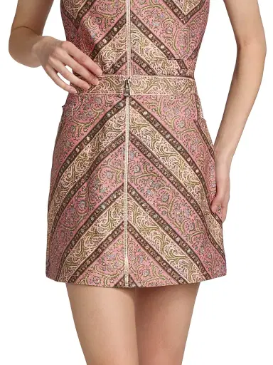 Cinq à Sept Women's Nicole Pepper Paisley Denim Miniskirt - Amour Pink Multi - Size 16 | Thumbnail 3 Cinq à Sept Women's Nicole Pepper Paisley Denim Miniskirt - Amour Pink Multi - Size 16 | Thumbnail 3