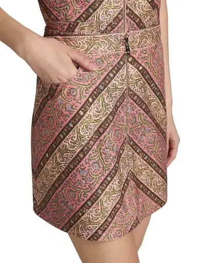 Cinq à Sept Women's Nicole Pepper Paisley Denim Miniskirt - Amour Pink Multi - Size 16 | Thumbnail 6 Cinq à Sept Women's Nicole Pepper Paisley Denim Miniskirt - Amour Pink Multi - Size 16 | Thumbnail 6