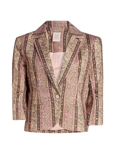 Cinq à Sept Women's Le Petit Khloe Pepper Paisley Denim Blazer - Amour Pink Multi - Size 16 | Thumbnail 1 Cinq à Sept Women's Le Petit Khloe Pepper Paisley Denim Blazer - Amour Pink Multi - Size 16 | Thumbnail 1