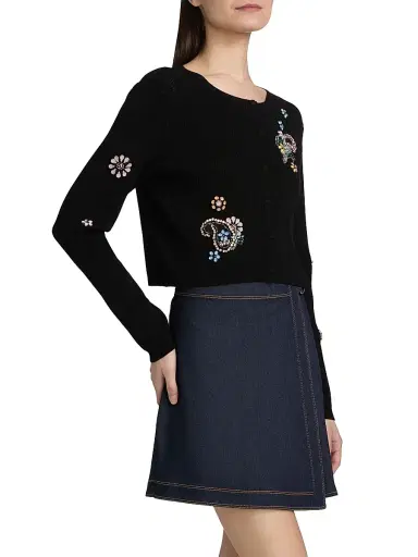 Cinq à Sept Women's Allison Embellished Cardigan - Black Multi | Thumbnail 4 Cinq à Sept Women's Allison Embellished Cardigan - Black Multi | Thumbnail 4