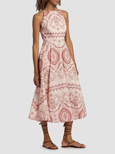 MISA Los Angeles Women's Amity Printed Cotton-Blend A-Line Midi-Dress - Terra Ceramic | Thumbnail 4 MISA Los Angeles Women's Amity Printed Cotton-Blend A-Line Midi-Dress - Terra Ceramic | Thumbnail 4