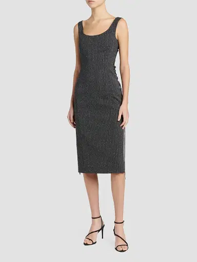 McQueen Women's Speckled Wool Lacing Midi Dress - Grey | Thumbnail 3 McQueen Women's Speckled Wool Lacing Midi Dress - Grey | Thumbnail 3