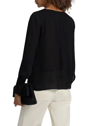 Nili Lotan Women's Mariposa Silk V-Neck Blouse | Thumbnail 5 Nili Lotan Women's Mariposa Silk V-Neck Blouse | Thumbnail 5