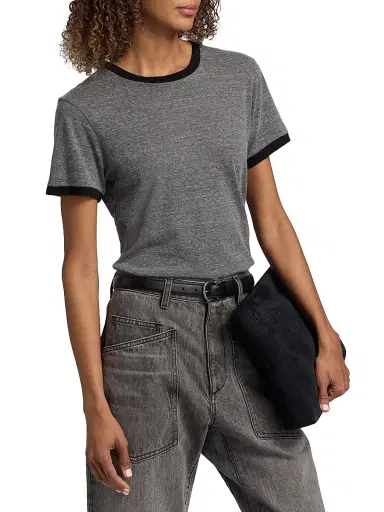 Nili Lotan Women's Lana Cotton-Blend T-Shirt - Heather Grey Jet Black - Size XL | Thumbnail 4 Nili Lotan Women's Lana Cotton-Blend T-Shirt - Heather Grey Jet Black - Size XL | Thumbnail 4