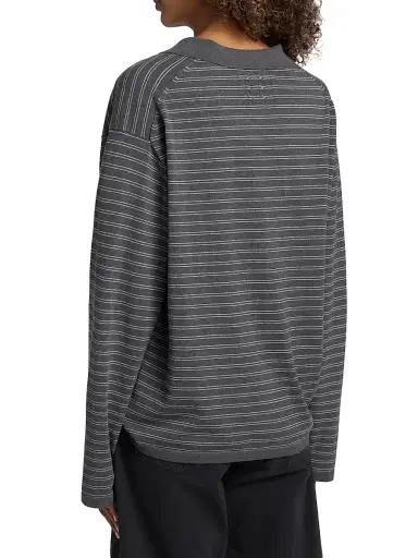 Nili Lotan Women's Foley Striped Cotton Polo Shirt | Thumbnail 5 Nili Lotan Women's Foley Striped Cotton Polo Shirt | Thumbnail 5