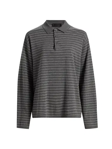 Nili Lotan Women's Foley Striped Cotton Polo Shirt | Thumbnail 1 Nili Lotan Women's Foley Striped Cotton Polo Shirt | Thumbnail 1