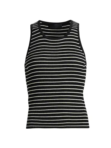 Nili Lotan Women's Lottie Striped Silk Tank - Black Thin Ivory Stripe - Size XL | Thumbnail 1 Nili Lotan Women's Lottie Striped Silk Tank - Black Thin Ivory Stripe - Size XL | Thumbnail 1