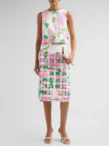Lilly Pulitzer Women's Annaleese Sleeveless Crop Top - Resort White | Thumbnail 2 Lilly Pulitzer Women's Annaleese Sleeveless Crop Top - Resort White | Thumbnail 2