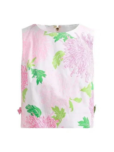 Lilly Pulitzer Women's Annaleese Sleeveless Crop Top - Resort White | Thumbnail 1 Lilly Pulitzer Women's Annaleese Sleeveless Crop Top - Resort White | Thumbnail 1