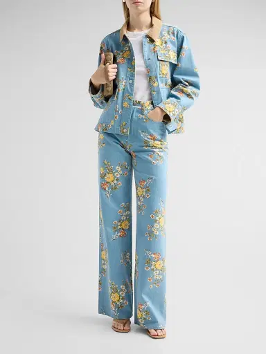 Veronica Beard Women's Leighton Floral Denim Jacket - Garden Bouquet - Size XL | Thumbnail 2 Veronica Beard Women's Leighton Floral Denim Jacket - Garden Bouquet - Size XL | Thumbnail 2