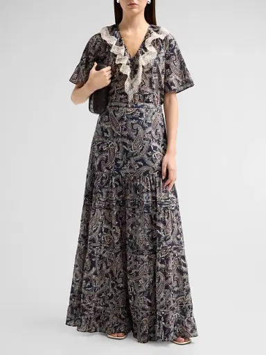 Veronica Beard Women's Heatheralyn Paisley Maxi Skirt - Navy Multi - Size 16 | Thumbnail 2 Veronica Beard Women's Heatheralyn Paisley Maxi Skirt - Navy Multi - Size 16 | Thumbnail 2