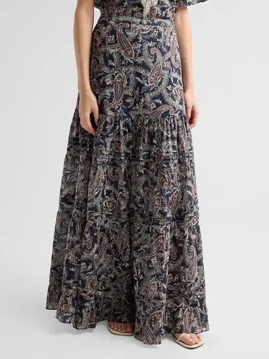 Veronica Beard Women's Heatheralyn Paisley Maxi Skirt - Navy Multi - Size 16 | Thumbnail 4 Veronica Beard Women's Heatheralyn Paisley Maxi Skirt - Navy Multi - Size 16 | Thumbnail 4