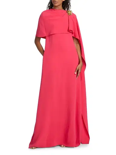 Oscar de la Renta Women's Draped-Waist Wool-Blend Short-Sleeve Day Dress | Thumbnail 2 Oscar de la Renta Women's Draped-Waist Wool-Blend Short-Sleeve Day Dress | Thumbnail 2