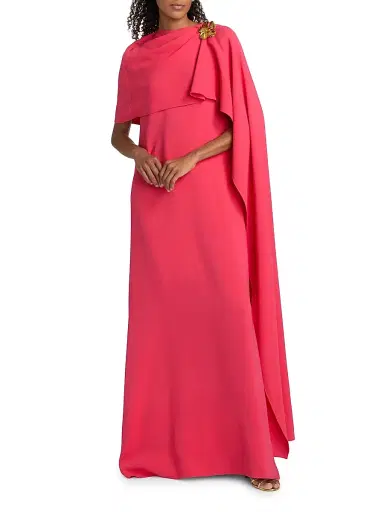 Oscar de la Renta Women's Draped-Waist Wool-Blend Short-Sleeve Day Dress | Thumbnail 3 Oscar de la Renta Women's Draped-Waist Wool-Blend Short-Sleeve Day Dress | Thumbnail 3