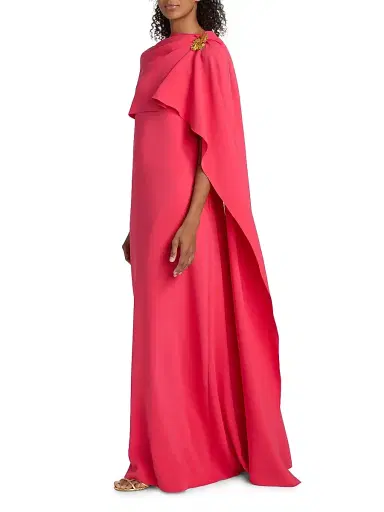 Oscar de la Renta Women's Draped-Waist Wool-Blend Short-Sleeve Day Dress | Thumbnail 4 Oscar de la Renta Women's Draped-Waist Wool-Blend Short-Sleeve Day Dress | Thumbnail 4