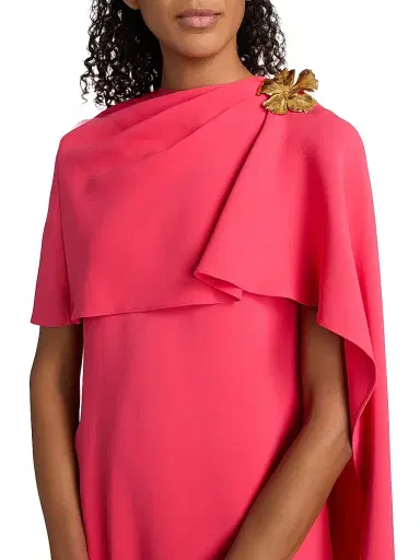 Oscar de la Renta Women's Draped-Waist Wool-Blend Short-Sleeve Day Dress | Thumbnail 6 Oscar de la Renta Women's Draped-Waist Wool-Blend Short-Sleeve Day Dress | Thumbnail 6