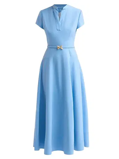 Oscar de la Renta Women's Bow-Detail Belted Stretch-Wool Day Dress | Thumbnail 1 Oscar de la Renta Women's Bow-Detail Belted Stretch-Wool Day Dress | Thumbnail 1