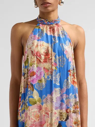 Hemant & Nandita Women's Floral A-Line Maxi Dress - Blue | Thumbnail 5 Hemant & Nandita Women's Floral A-Line Maxi Dress - Blue | Thumbnail 5
