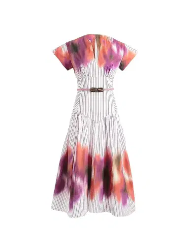 Silvia Tcherassi Women's Antia Dyed Stripe Cotton Midi Dress - Pink Stripes - Size Medium | Thumbnail 1 Silvia Tcherassi Women's Antia Dyed Stripe Cotton Midi Dress - Pink Stripes - Size Medium | Thumbnail 1
