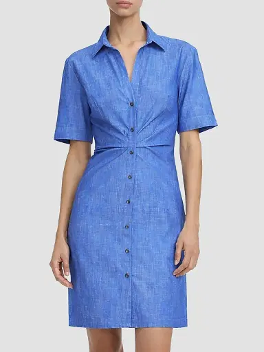 Callas Milano Women's Ondine Short Sleeve Tucked Waist Shirt Dress - Indigo | Thumbnail 3 Callas Milano Women's Ondine Short Sleeve Tucked Waist Shirt Dress - Indigo | Thumbnail 3