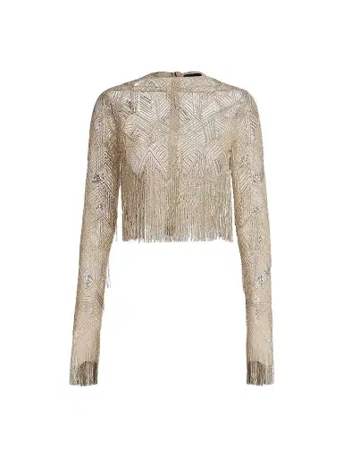 Lapointe Women's Geometric Crystal Fringe Crop Top - Silver - Size 10 | Thumbnail 1 Lapointe Women's Geometric Crystal Fringe Crop Top - Silver - Size 10 | Thumbnail 1