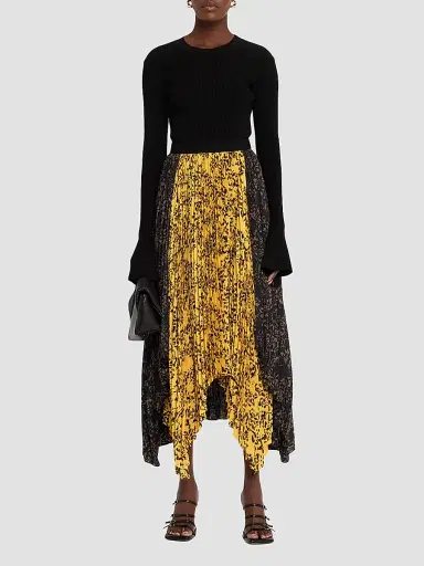 Proenza Schouler Women's Paulina Printed Pleated Midi Skirt - Gold Black Multi | Thumbnail 2 Proenza Schouler Women's Paulina Printed Pleated Midi Skirt - Gold Black Multi | Thumbnail 2