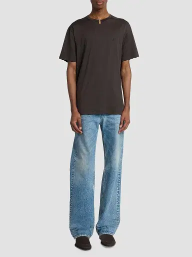Saint Laurent Men's Cassandre T-Shirt in Silk and Cotton | Thumbnail 2 Saint Laurent Men's Cassandre T-Shirt in Silk and Cotton | Thumbnail 2