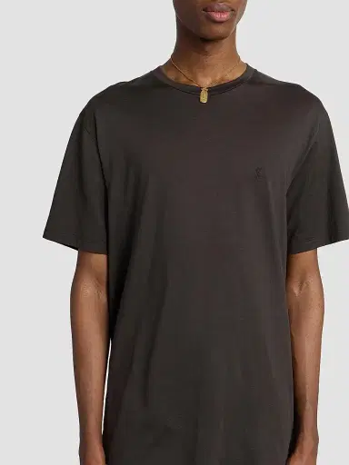Saint Laurent Men's Cassandre T-Shirt in Silk and Cotton | Thumbnail 5 Saint Laurent Men's Cassandre T-Shirt in Silk and Cotton | Thumbnail 5