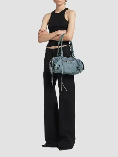 Balenciaga Women's Le City East-West Shoulder Bag - Blue | Thumbnail 2 Balenciaga Women's Le City East-West Shoulder Bag - Blue | Thumbnail 2