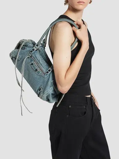 Balenciaga Women's Le City East-West Shoulder Bag - Blue | Thumbnail 3 Balenciaga Women's Le City East-West Shoulder Bag - Blue | Thumbnail 3