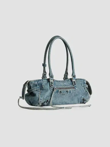 Balenciaga Women's Le City East-West Shoulder Bag - Blue | Thumbnail 4 Balenciaga Women's Le City East-West Shoulder Bag - Blue | Thumbnail 4