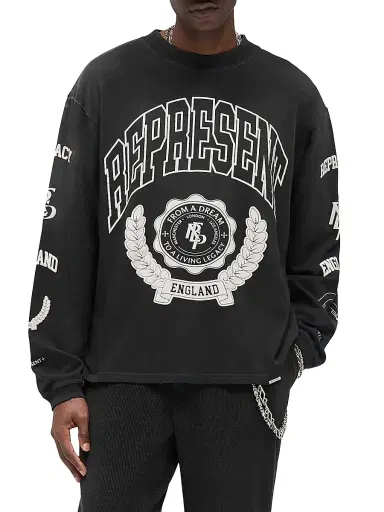 Represent Men's Legacy Crest Long-Sleeve Shirt - Stained Black | Thumbnail 2 Represent Men's Legacy Crest Long-Sleeve Shirt - Stained Black | Thumbnail 2