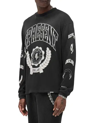 Represent Men's Legacy Crest Long-Sleeve Shirt - Stained Black | Thumbnail 3 Represent Men's Legacy Crest Long-Sleeve Shirt - Stained Black | Thumbnail 3