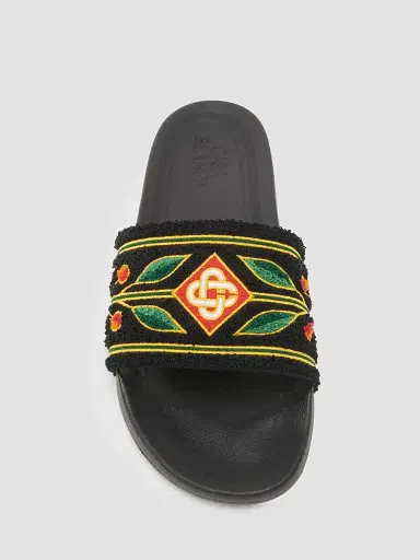 Casablanca Men's Embroidered Terry Slide Sandals - Black | Thumbnail 4 Casablanca Men's Embroidered Terry Slide Sandals - Black | Thumbnail 4