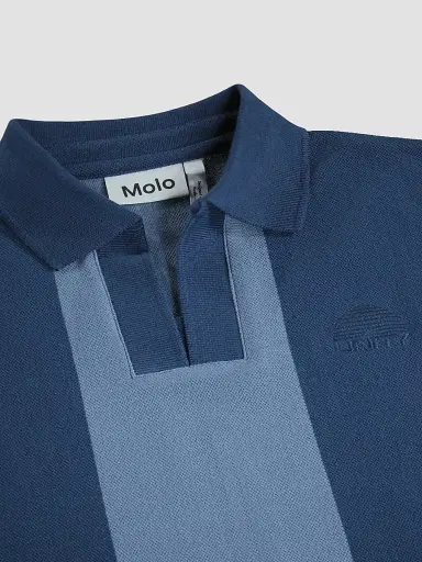 Molo Little Boy's & Boy's Rexxie Striped Cotton Long-Sleeve Polo Shirt - Stripy Twilight | Thumbnail 4 Molo Little Boy's & Boy's Rexxie Striped Cotton Long-Sleeve Polo Shirt - Stripy Twilight | Thumbnail 4