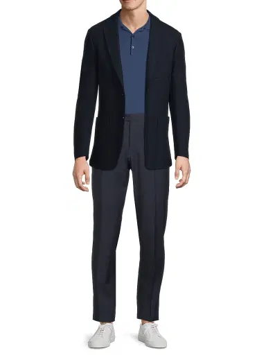 Canali Men's Textured Jersey Wool Jacket - Dark Blue | Thumbnail 2 Canali Men's Textured Jersey Wool Jacket - Dark Blue | Thumbnail 2