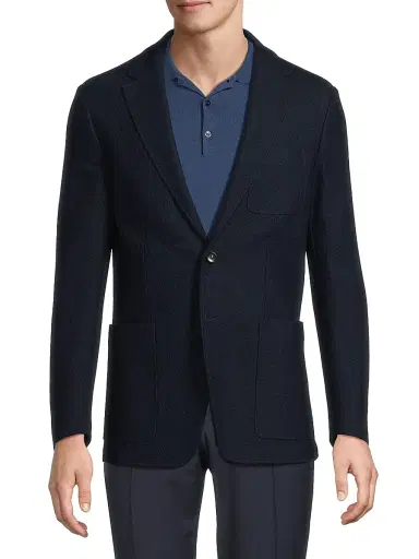 Canali Men's Textured Jersey Wool Jacket - Dark Blue | Thumbnail 3 Canali Men's Textured Jersey Wool Jacket - Dark Blue | Thumbnail 3