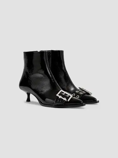 Ganni Women's 50MM Buckle-Detail Faux-Leather Boots - Black - Size 11 | Thumbnail 2 Ganni Women's 50MM Buckle-Detail Faux-Leather Boots - Black - Size 11 | Thumbnail 2