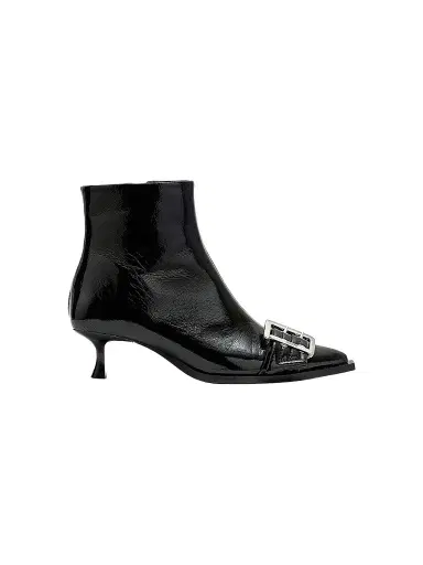 Ganni Women's 50MM Buckle-Detail Faux-Leather Boots - Black - Size 11 | Thumbnail 1 Ganni Women's 50MM Buckle-Detail Faux-Leather Boots - Black - Size 11 | Thumbnail 1