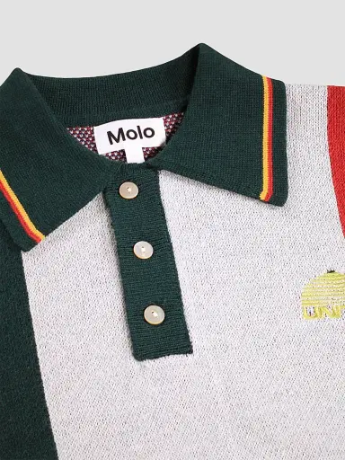 Molo Little Boy's & Boy's Bertil Colorblocked Cotton-Wool Long-Sleeve Polo Shirt - Mash Up Moon | Thumbnail 4 Molo Little Boy's & Boy's Bertil Colorblocked Cotton-Wool Long-Sleeve Polo Shirt - Mash Up Moon | Thumbnail 4