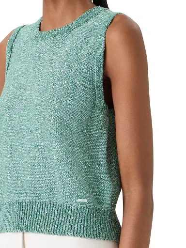 Akris Women's Micro Sequin Linen-Blend Shell | Thumbnail 6 Akris Women's Micro Sequin Linen-Blend Shell | Thumbnail 6