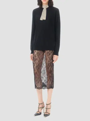 Valentino Garavani Women's Embroidered Wool Jumper - Black - Size XS | Thumbnail 2 Valentino Garavani Women's Embroidered Wool Jumper - Black - Size XS | Thumbnail 2
