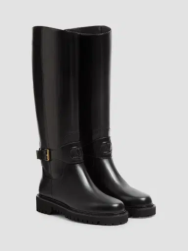 Valentino Garavani Women's VLogo Signature 40MM Calfskin Boots - Black | Thumbnail 2 Valentino Garavani Women's VLogo Signature 40MM Calfskin Boots - Black | Thumbnail 2