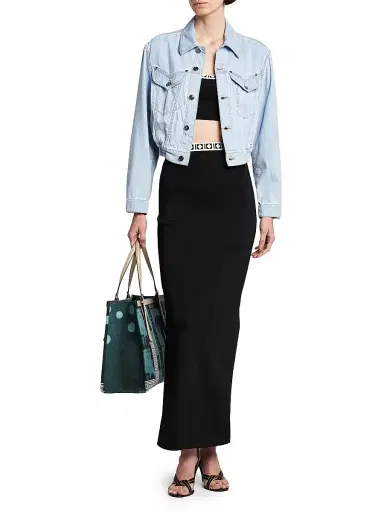 Versace Women's Denim Chambray Blouson Trucker Jacket | Thumbnail 2 Versace Women's Denim Chambray Blouson Trucker Jacket | Thumbnail 2