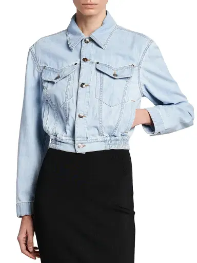 Versace Women's Denim Chambray Blouson Trucker Jacket | Thumbnail 3 Versace Women's Denim Chambray Blouson Trucker Jacket | Thumbnail 3