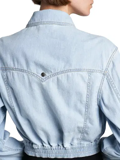 Versace Women's Denim Chambray Blouson Trucker Jacket | Thumbnail 6 Versace Women's Denim Chambray Blouson Trucker Jacket | Thumbnail 6